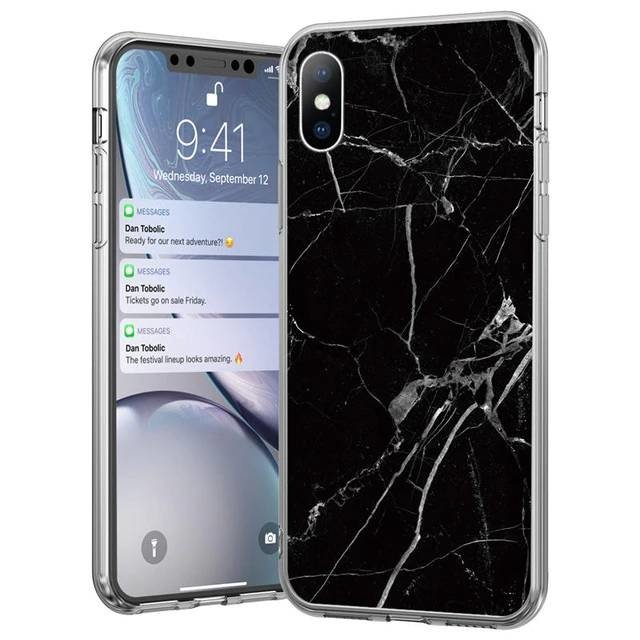 Pokrowiec silikonowy Marble marmur czarny Apple iPhone 7