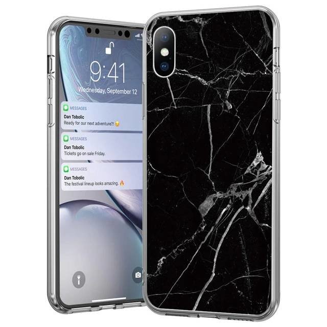 Pokrowiec silikonowy Marble marmur czarny Apple iPhone SE 2020