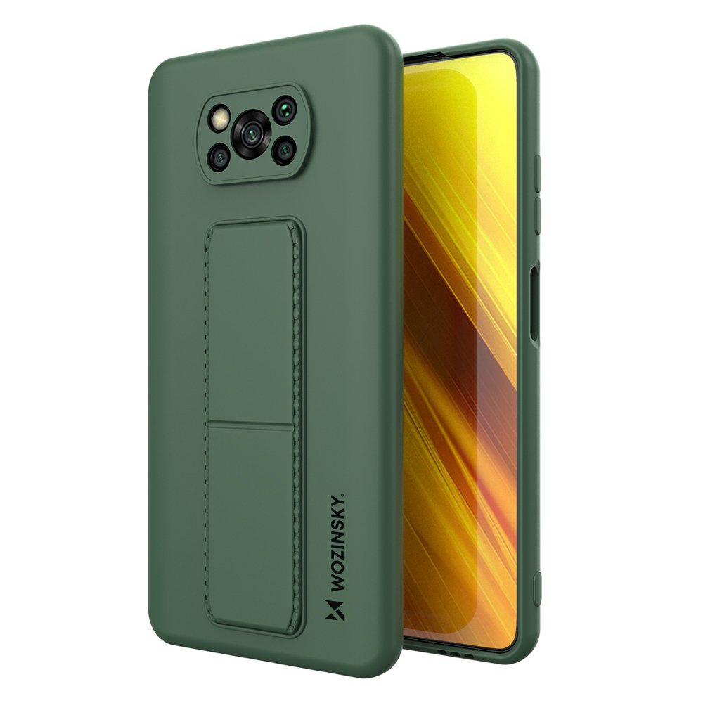 Pokrowiec silikonowy Wozinsky Kickstand Case ciemnozielony Xiaomi POCO X3 NFC