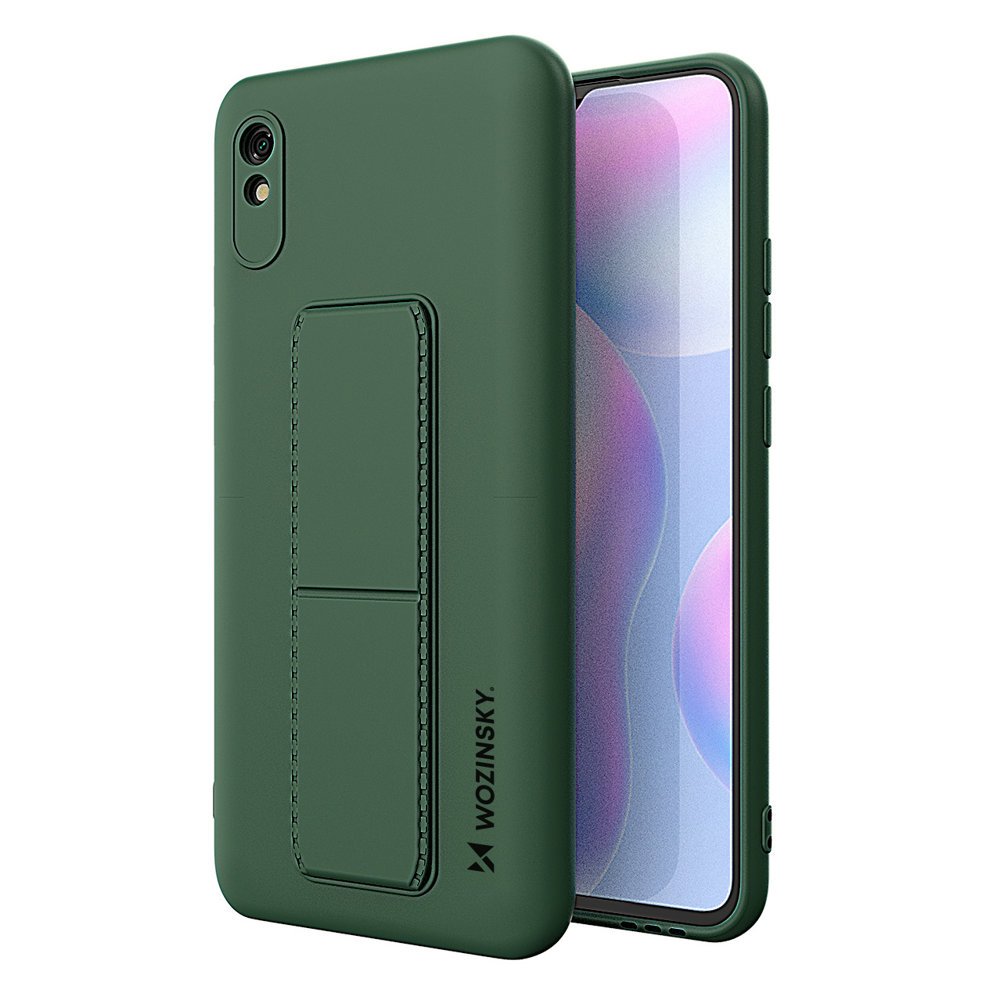 Pokrowiec silikonowy Wozinsky Kickstand Case ciemnozielony Xiaomi Redmi Note 9S