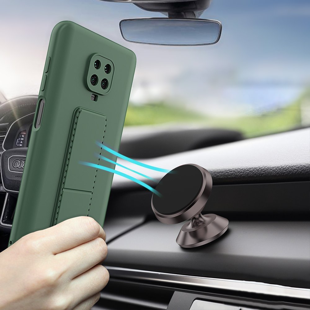 Pokrowiec silikonowy Wozinsky Kickstand Case ciemnozielony Xiaomi Redmi Note 9S / 4