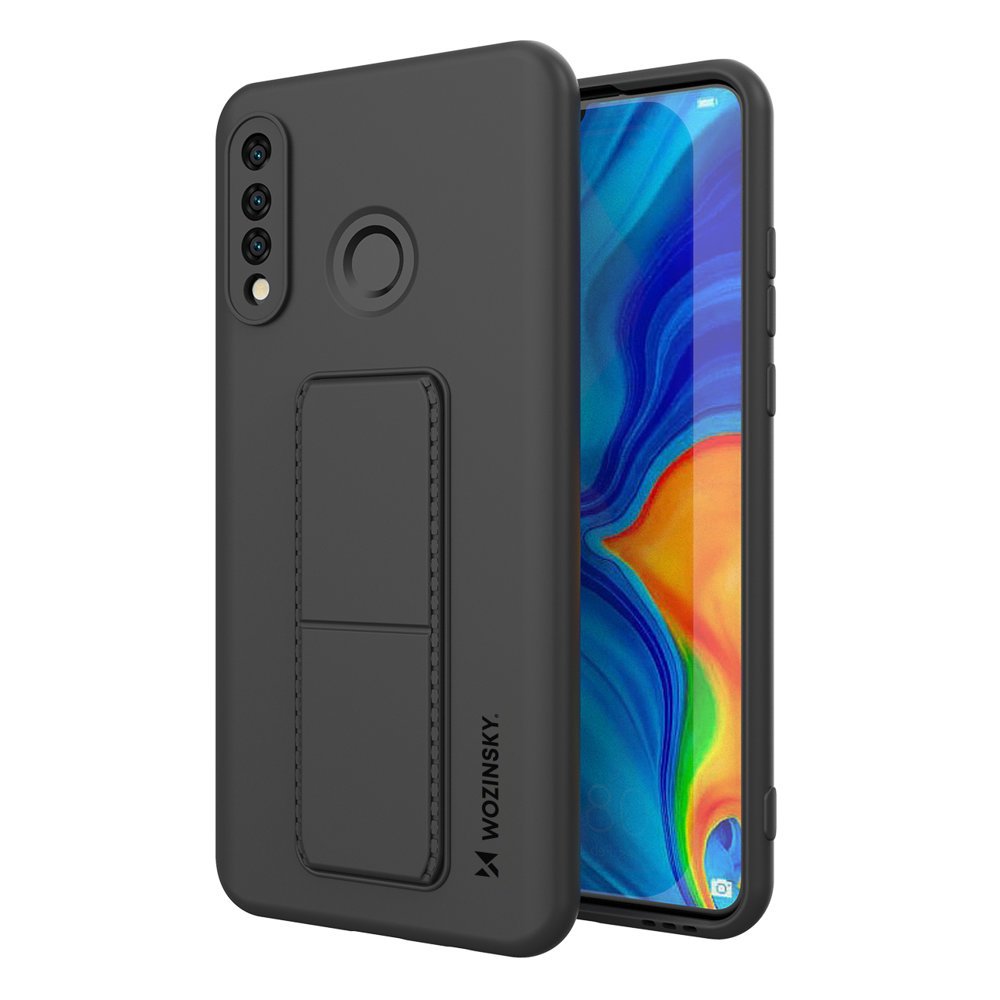 Pokrowiec silikonowy Wozinsky Kickstand Case czarny Huawei P30 Lite