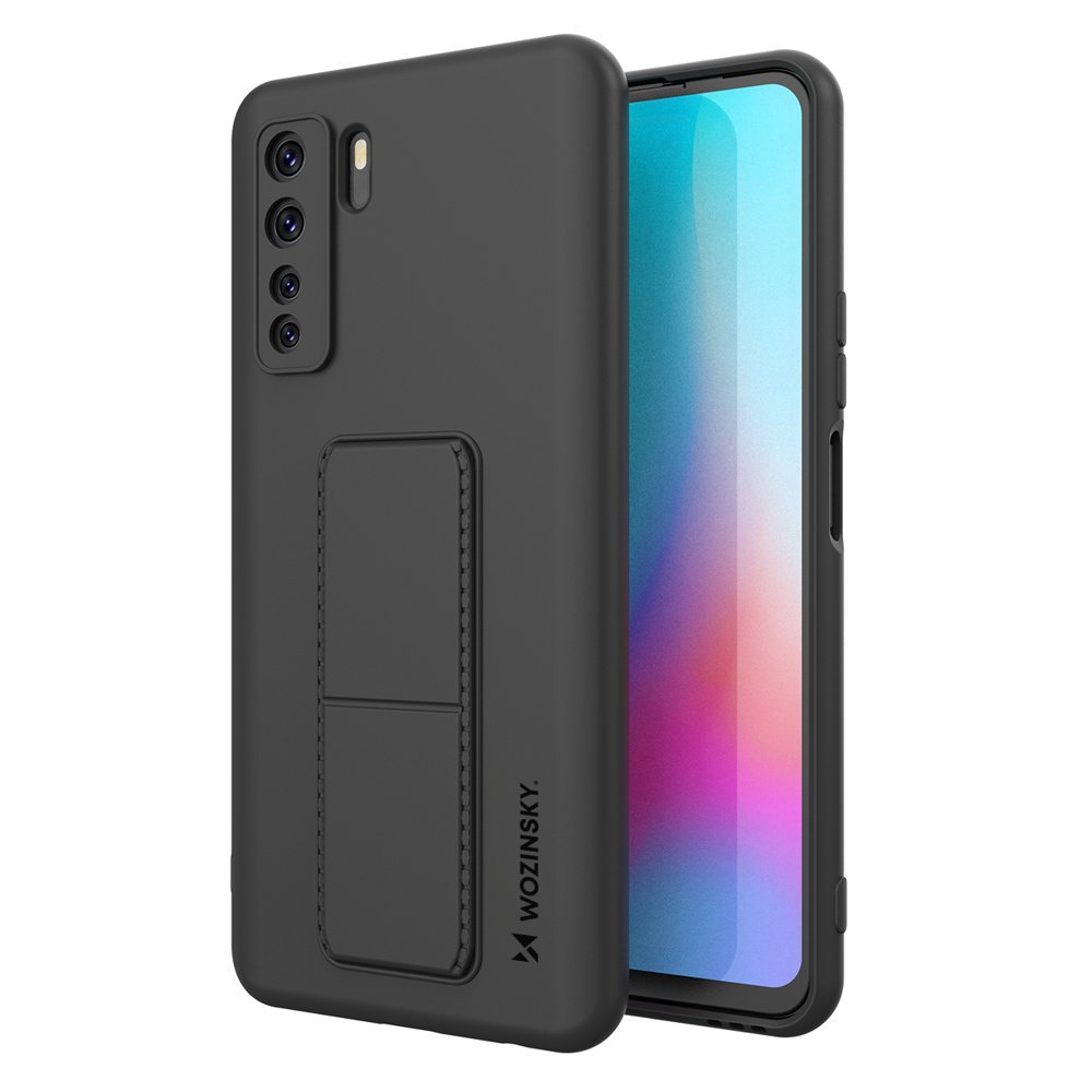 Pokrowiec silikonowy Wozinsky Kickstand Case czarny Huawei P40 Lite