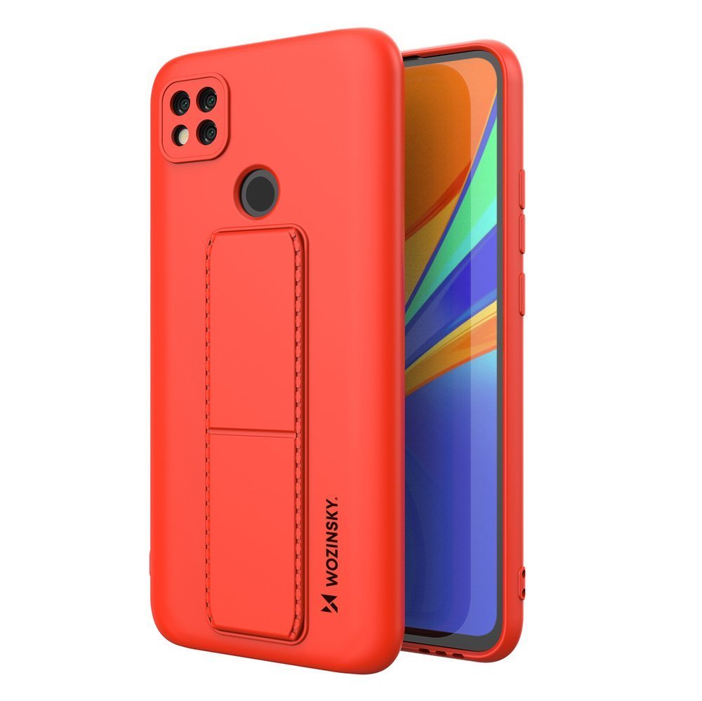 Pokrowiec silikonowy Wozinsky Kickstand Case czerwony Xiaomi Redmi 9C