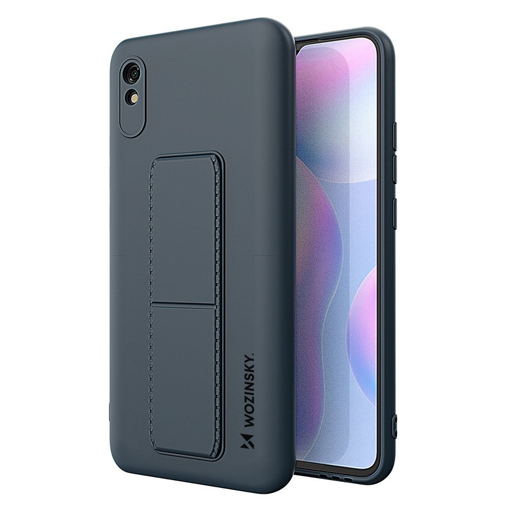 Pokrowiec silikonowy Wozinsky Kickstand Case jasnoniebieski Xiaomi Redmi Note 9S