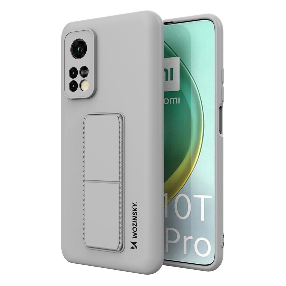 Pokrowiec silikonowy Wozinsky Kickstand Case szary Xiaomi Mi 10T Pro