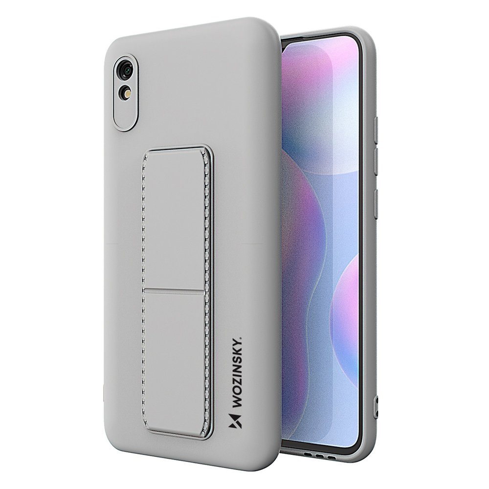 Pokrowiec silikonowy Wozinsky Kickstand Case szary Xiaomi Redmi Note 9S