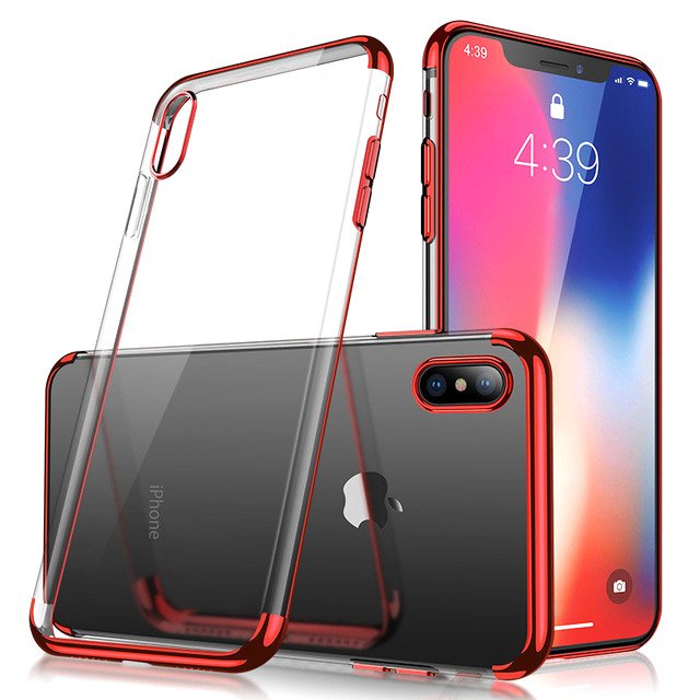 Pokrowiec silikonowy z ramk Electro czerwony Apple iPhone X