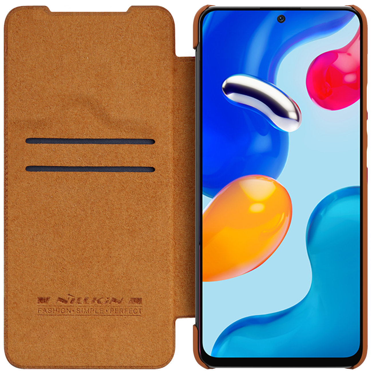 Pokrowiec skrzany Nillkin Qin brzowy Xiaomi Redmi Note 11S / 7