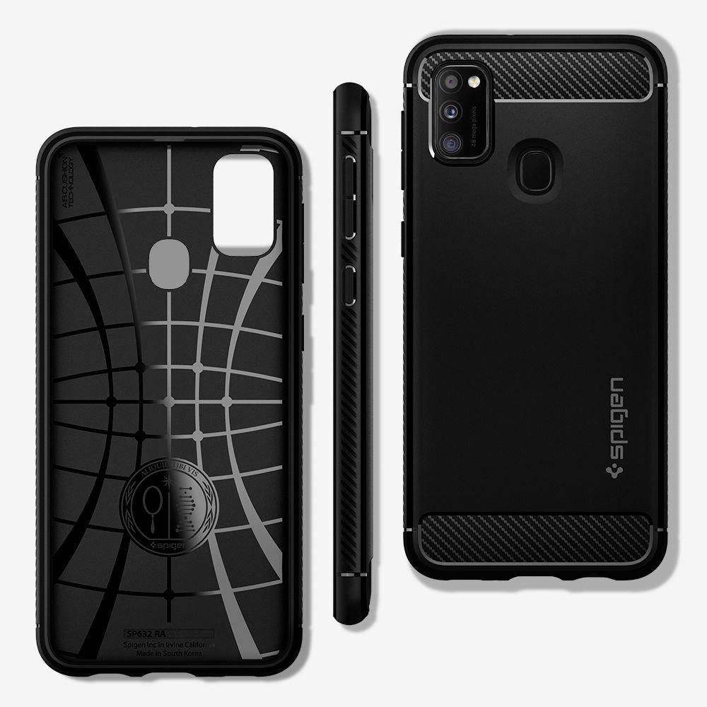 Pokrowiec Spigen Rugged Armor czarny Samsung Galaxy M21 / 2