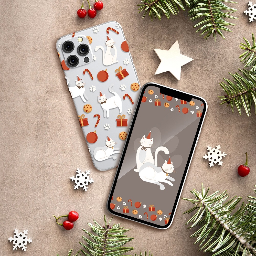 Pokrowiec witeczny zimowy wzr kot Xiaomi Redmi 9AT / 5