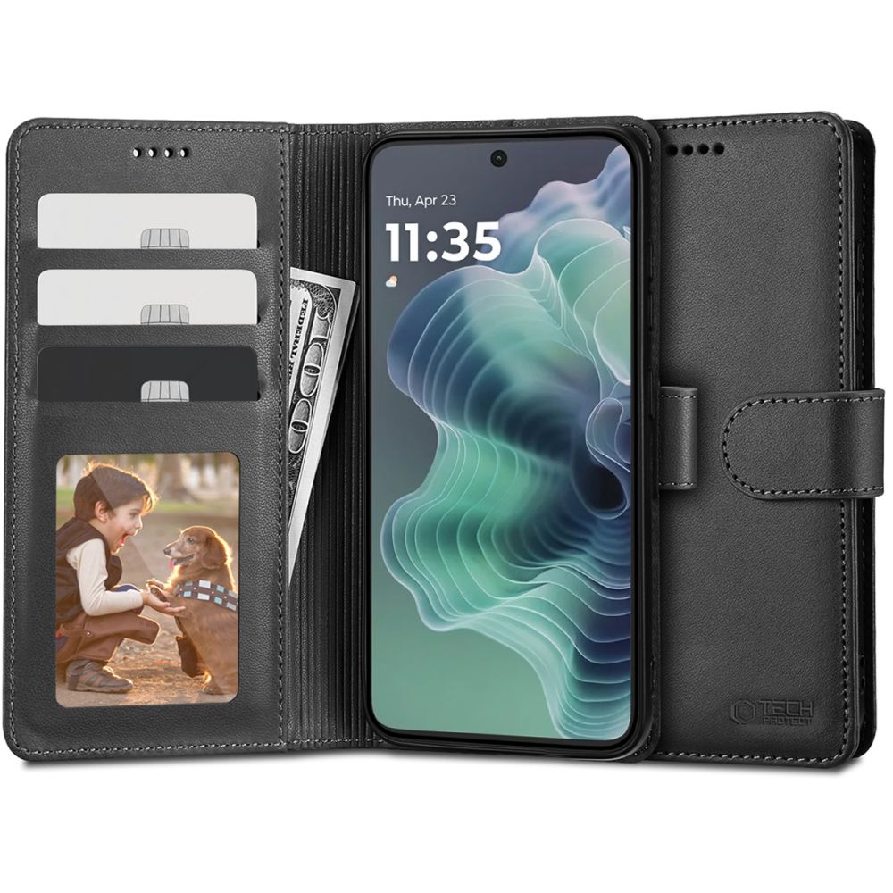 Pokrowiec Tech-protect Wallet czarny Motorola Moto G35 5G