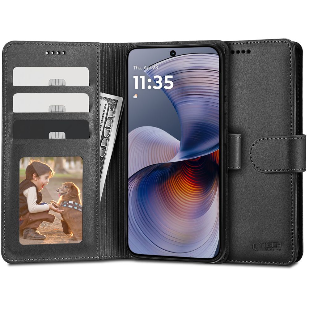 Pokrowiec Tech-protect Wallet czarny Motorola Moto G55 5G