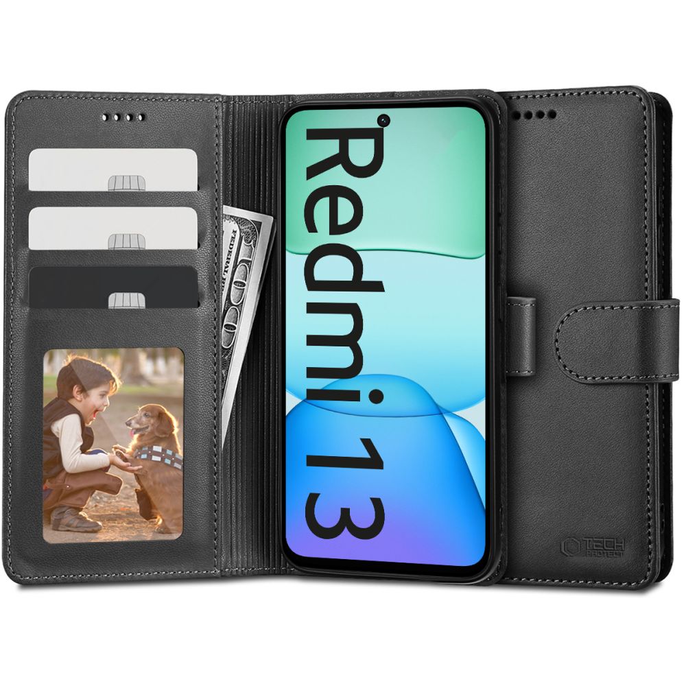 Pokrowiec Tech-protect Wallet czarny Xiaomi Redmi 13