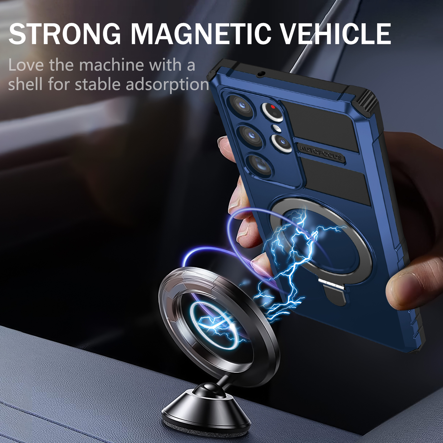 Pokrowiec Tel Protect Armor Magsafe Metal Ring Case niebieski Samsung Galaxy S23 Ultra / 3