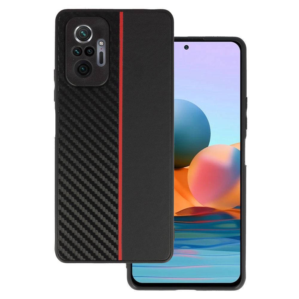 Pokrowiec Tel Protect Carbon Case pasek czerwony Xiaomi Redmi Note 10 Pro Max