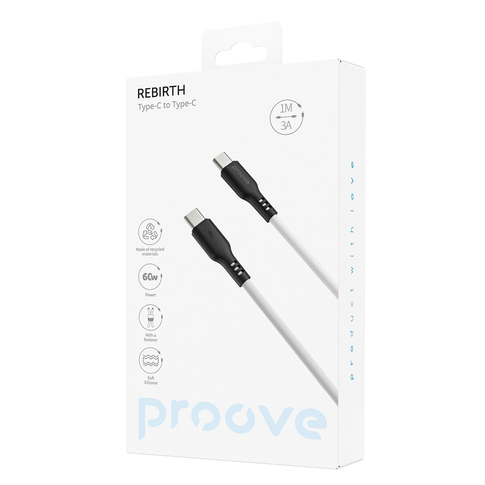 Proove kabel Rebirth Type-C do Type-C 60W (1m) biay / 3