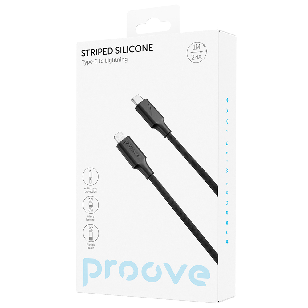 Proove kabel Striped Silicone Type-C do Lightning (1m) czarny / 3