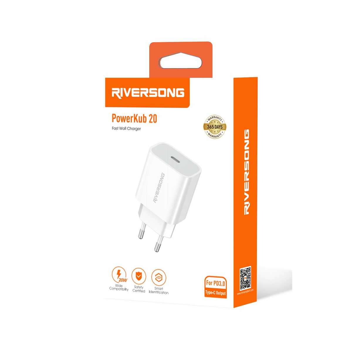 Riversong adowarka sieciowa PowerKub 20 1x USB-C 20W biaa AD75 / 3