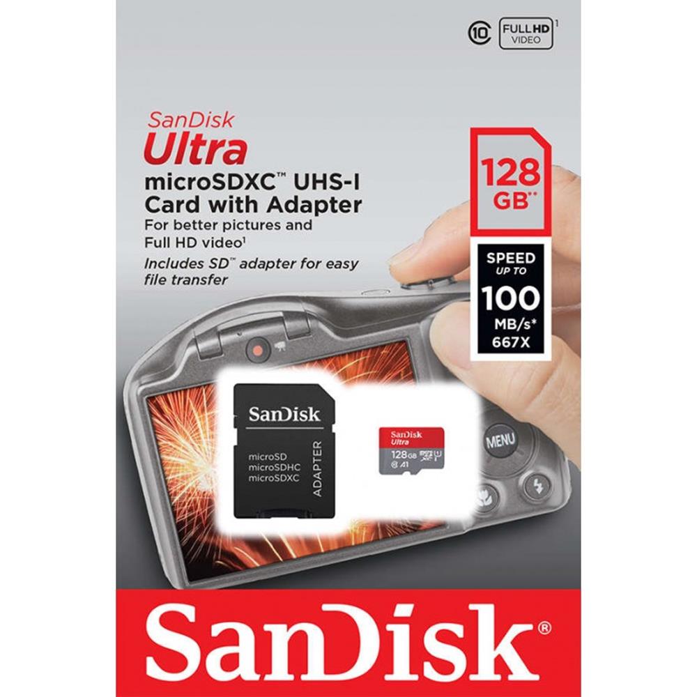 SanDisk microSDHC 128GB (kl. 10 | 100MB/s | UHS-I | A1) + adapter / 2