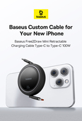 Baseus kabel Free2Draw Mini USB-C - USB-C 1,0m 100W biay zwijany