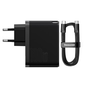 Baseus adowarka sieciowa GaN5 Pro PD 100W 1x USB-C 1x USB czarna + kabel USB-C - USB-C