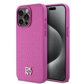 Pokrowiec DKNY nakadka brzowa HC Magsafe pu repeat pattern w bottom stripe do Apple iPhone 15 Pro Max