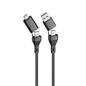 Forever CORE kabel 4w1 USB + USB-C - USB-C + microUSB 1,2 m 3A czarny