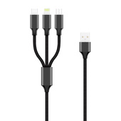 Forever kabel 3w1 USB - Lightning + USB -C + microUSB czarny