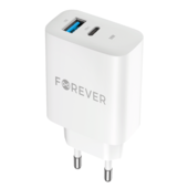 Forever adowarka sieciowa PD QC TC-07-30AC 1x USB-C 1x USB 30W biaa