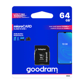 GoodRam microSDXC (64GB | klasa 10 | UHS I) 30/15 MB/s + adapter