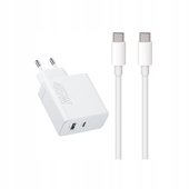 Maxlife adowarka sieciowa PD QC MXTC-07-45AC 45W 2 wejcia USB-A i USB-C z kablem 60W 2m biaa