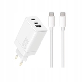 Maxlife adowarka sieciowa PD QC MXTC-08-65ACC 2x USB-C 1x USB 65W z kablem 60W 1m biaa