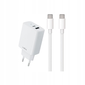 Maxlife adowarka sieciowa PD QC MXTC-10-30AC 30W 2 wejcia USB-A i USB-C z kablem 60W 2m biaa