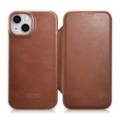 Pokrowiec iCarer CE Oil Wax Premium Leather Folio Case brzowy do Apple iPhone 14 Plus