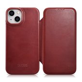 Pokrowiec iCarer CE Oil Wax Premium Leather Folio Case czerwony do Apple iPhone 14 Plus