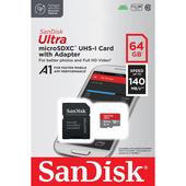 Sandisk karta pamici Ultra Android microSDXC 64GB 140MB/s A1 Cl.10 UHS-I + adapter