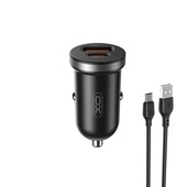 Szybka adowarka samochodowa do telefonu XO CC56 PD 30W QC 2 porty USB i USB-C z kablem USB-C do Google Pixel 9A