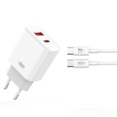 Szybka adowarka XO 20W z kablem USB-C do telefonu dwa wejcia biaa do Honor X8b 4G