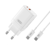 XO adowarka sieciowa CE16 PD 45W 1x USB-C 1x USB biaa + kabel USB-C - USB-C