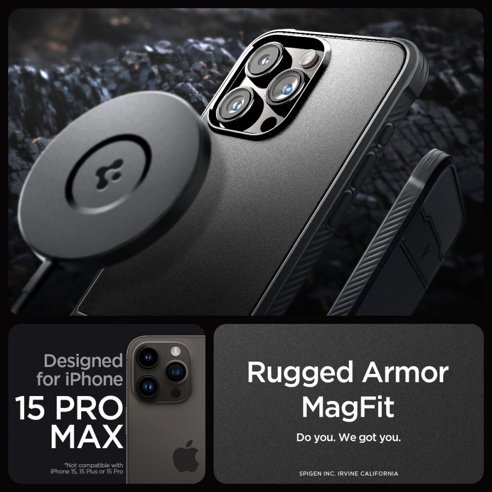 Spigen nakadka Rugged Armor Mag Magsafe czarny Apple iPhone 15 Pro Max / 10