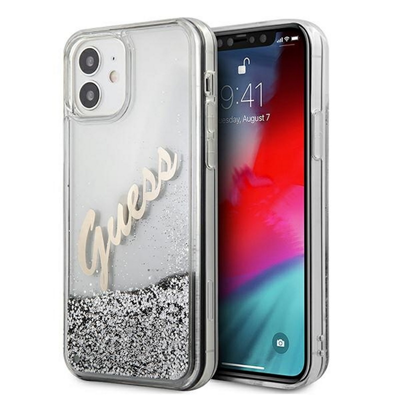  srebrne hard case Glitter Vintage Script Apple iPhone 12 Mini 5,4 cali