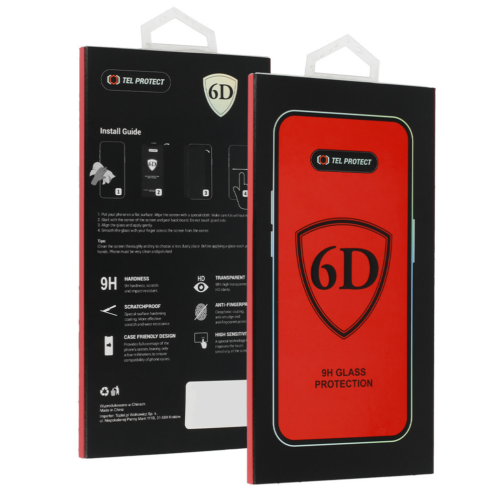 Szko hartowane Full Glue 6D czarny Apple iPhone 16 Pro / 8