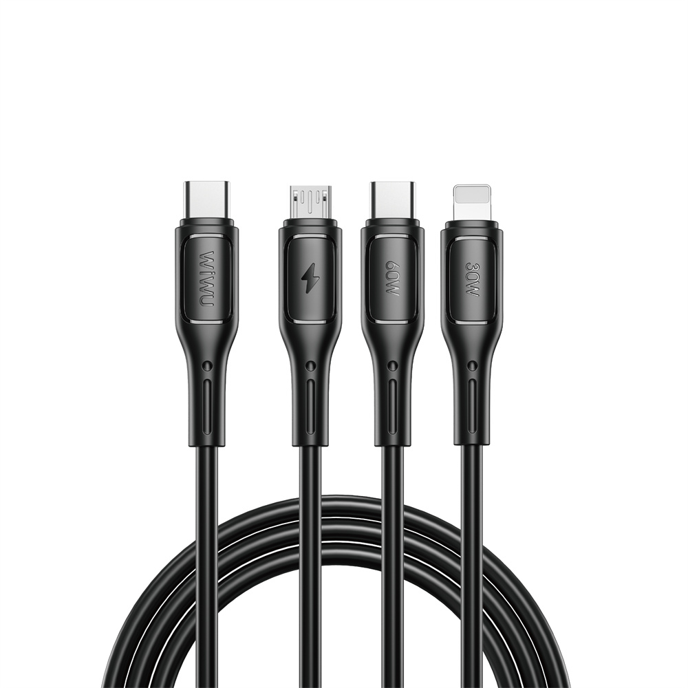 WIWU kabel Starlink Series 60W 3in1 Fast Charging cable Wi-C046E C-C+L+M czarny