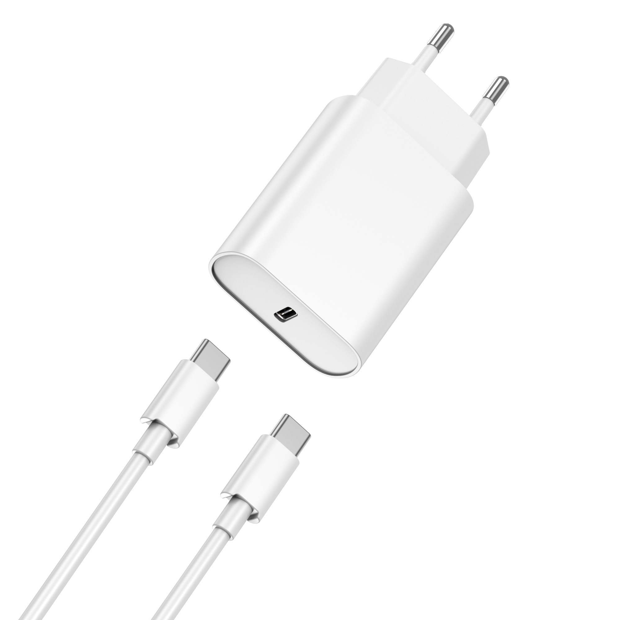 WIWU adowarka sieciowa Wi-U001 PD 20W 1x USB-C biaa + kabel USB-C - USB-C / 2