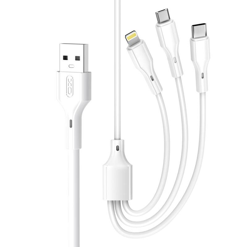 XO kabel NB230 3w1 USB + USB-C + microUSB + Lightning 1,0m 2,4A biay