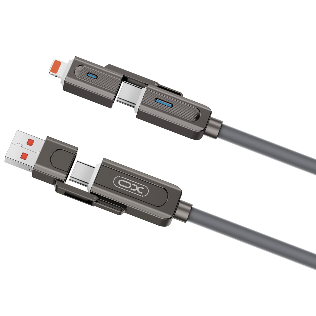 XO kabel NB275 4w1 USB-C - Lightning + USB + USB-C 60W 1,0m szary / 2