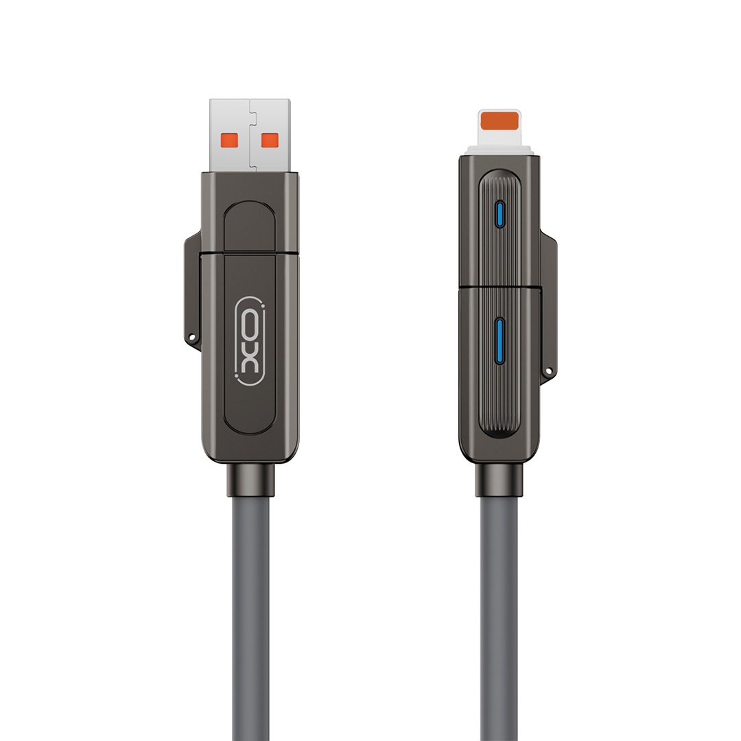 XO kabel NB275 4w1 USB-C - Lightning + USB + USB-C 60W 1,0m szary / 4