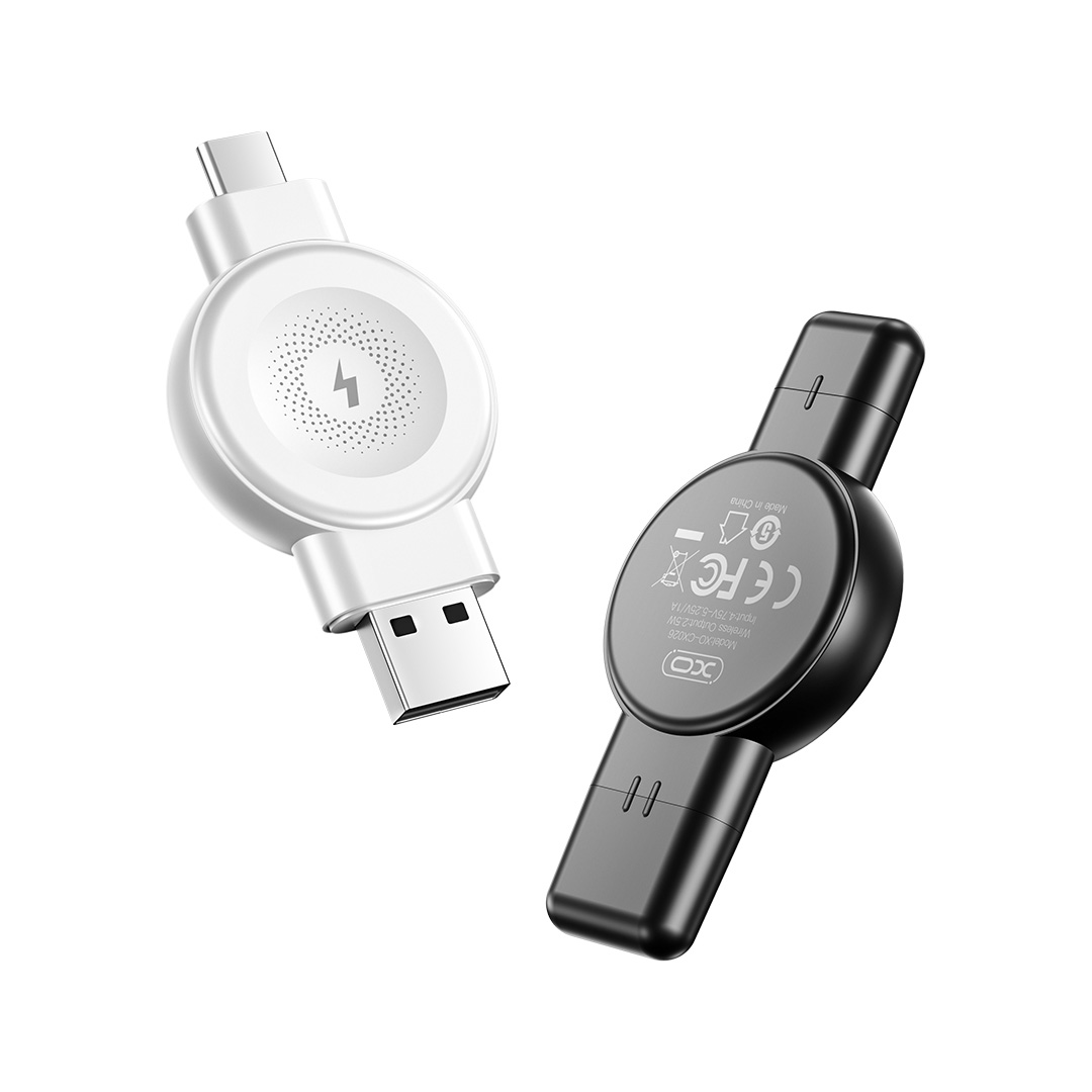 XO adowarka indukcyjna do smartwacha QI CX026 USB+USB-C 2,5W biaa