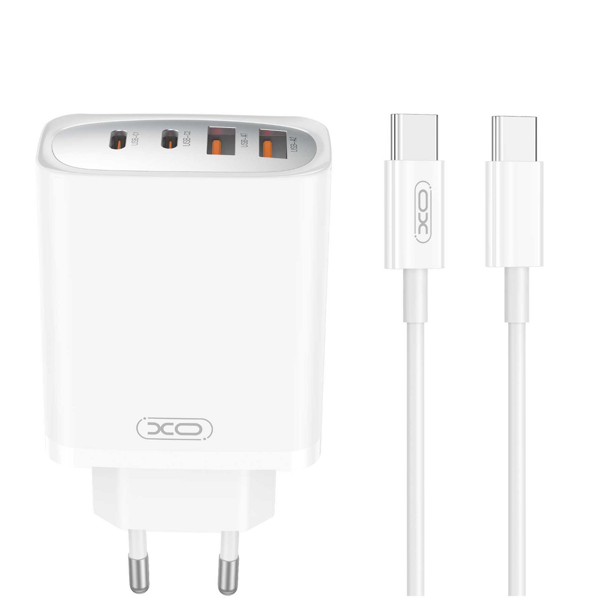 Szybka adowarka XO 45W z kablem USB-C do telefonu 4 wejcia biaa Oppo Reno 7Z (Global)